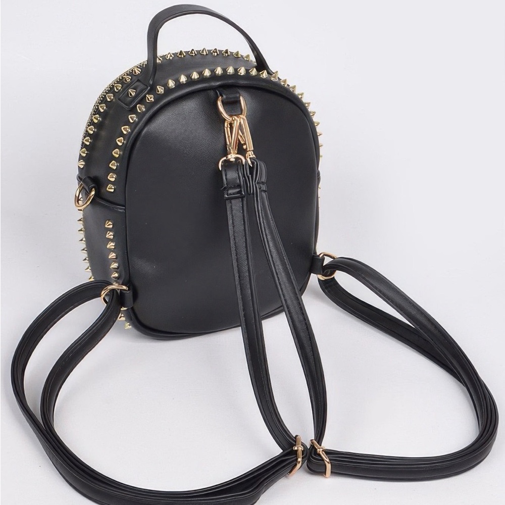 Studded Backpack With Chain Zippier - Picture 4 of 4